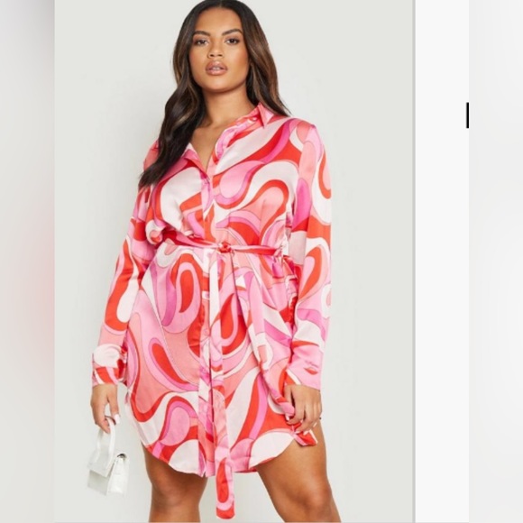 Boohoo Dresses & Skirts - Boohoo Abstract Printed Shirt Dress